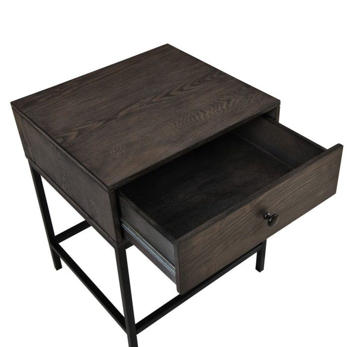 Ava - MDF End Table With Charging Ports And Metal Base - Espresso - Image 4