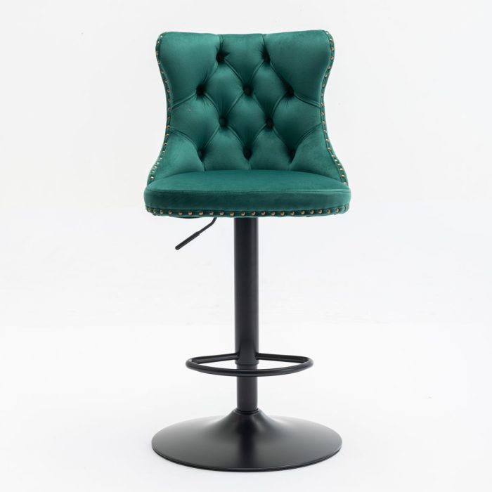 Swivel Velvet Barstools Adjusatble Seat Height, Modern Upholstered Bar Stools With Backs Comfortable Tufted For Home Pub And Kitchen Island (Set of 2) - Image 6