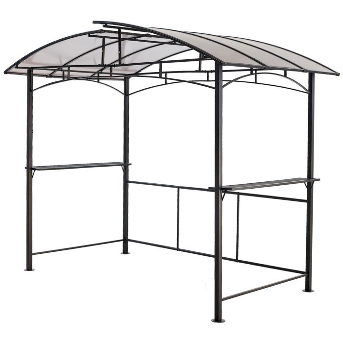 Grill Gazebo 8X5Ft, Outdoor Patio Canopy, Bbq Shelter With Steel Hardtop And Side Shelves - Black - Image 2