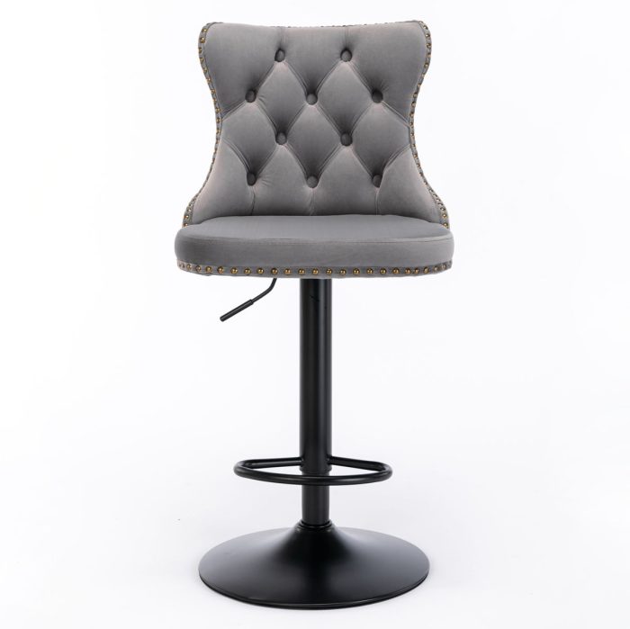 Swivel Velvet Barstools Adjusatble Seat Height, Modern Upholstered Bar Stools With Backs Comfortable Tufted For Home Pub And Kitchen Island (Set of 2) - Image 11