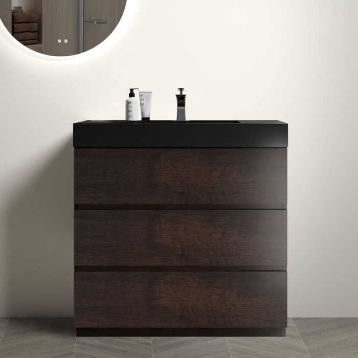 Alice - Bathroom Vanity With Large Storage Freestanding Bathroom Vanity, Sink For Modern Bathroom, One-Piece Sink Basin Without Drain And Faucet - Image 11