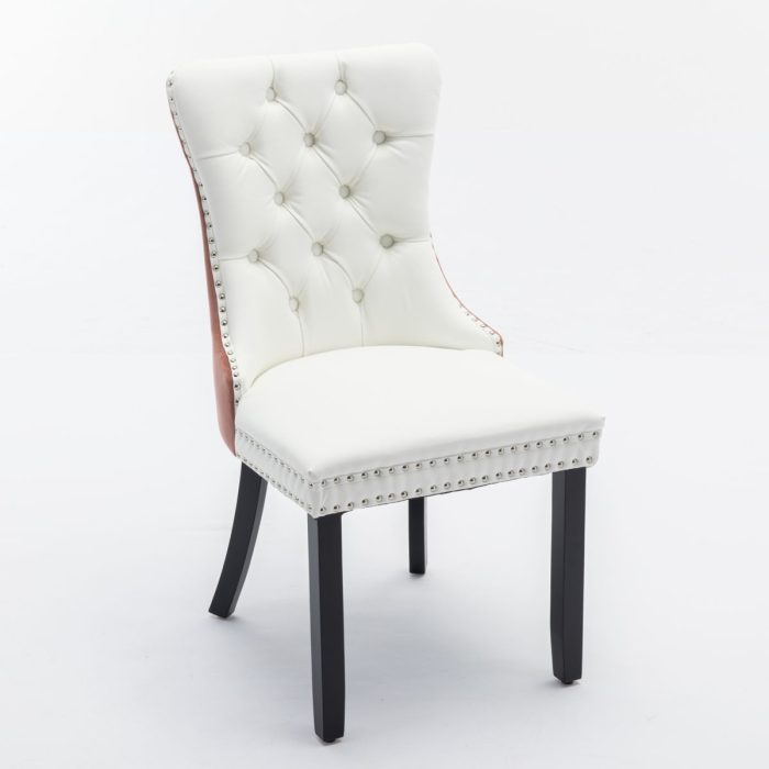 Nikki - Modern, High-End Tufted Solid Wood Contemporary PU And Velvet Upholstered Dining Chair With Wood Legs Nailhead Trim (Set of 2) - Image 15