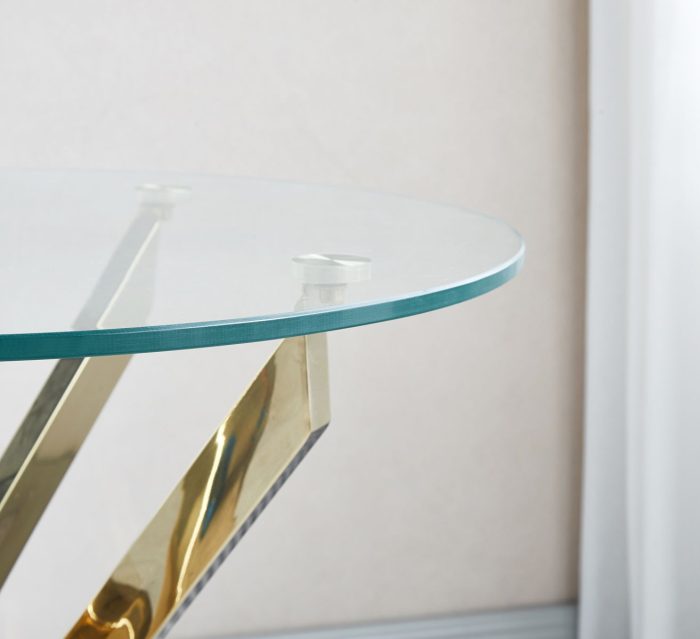 Modern Round Tempered Glass Table With Chrome Legs - Image 3