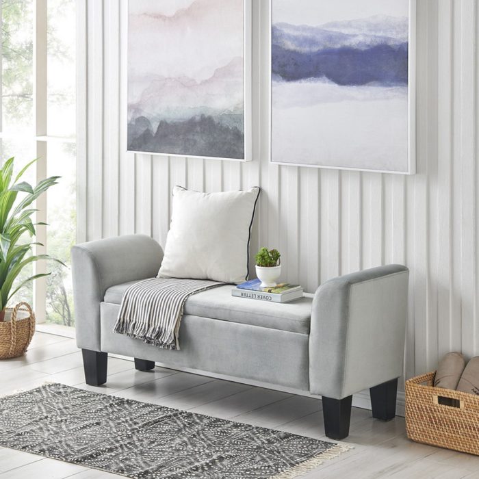 Mila - Velvet Ottoman Bench With Storage - Image 2