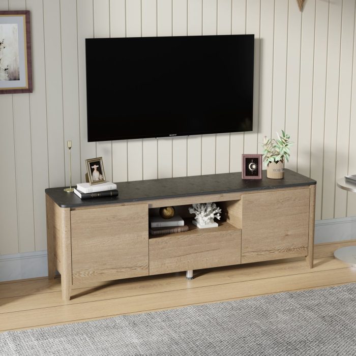 Modern TV Stand With LED Lights Entertainment Center TV Cabinet With Storage For Up To 75" For Gaming Living Room Bedroom - Image 6