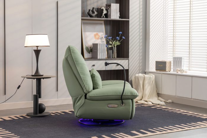 270 Swivel Glider Recliner Chair, Power Recliner Rocking Chair, USB Port Charge For Nursery Chair With Atmosphere Lamp For Living Room Bedroom Apartment - Image 7