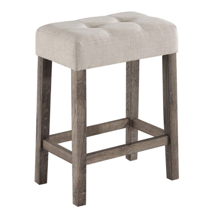 Lux - 3 Piece Counter Height Pub Table With Tufted Linen Stools (Set of 3) - Image 5