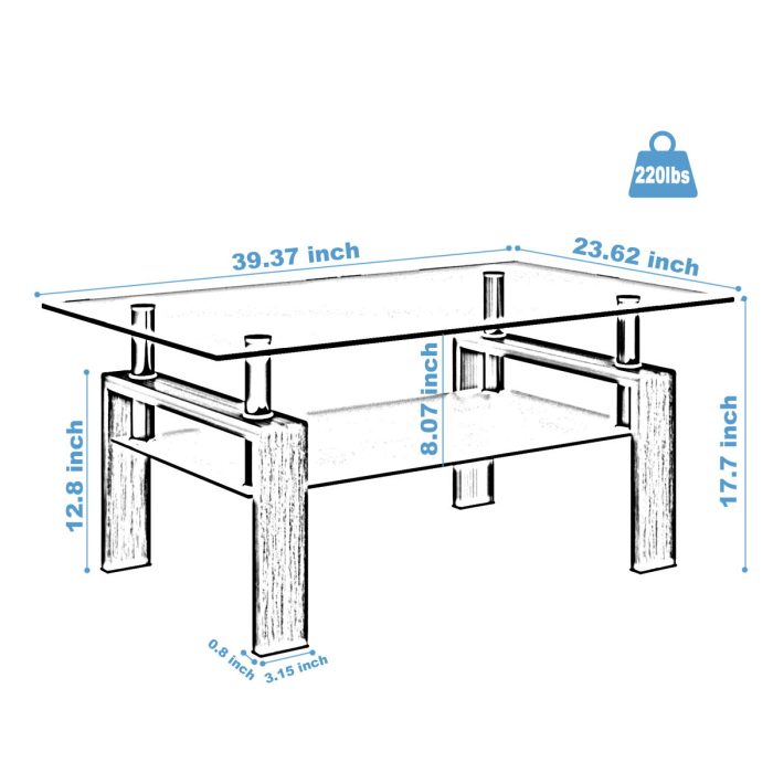 Rectangle Coffee Table, Modern Side Center Tables For Furniture - Image 13