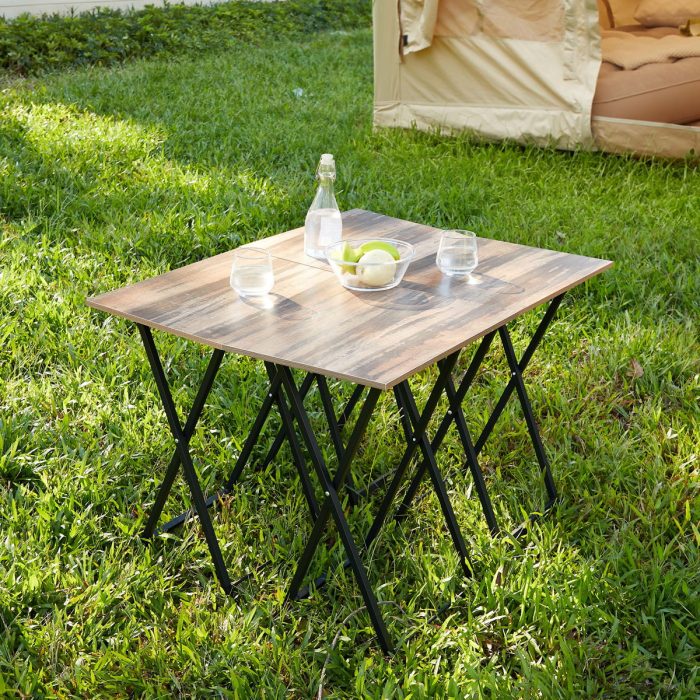 TV Trays For Eating (Set of 4) With Stand, Folding TV / Snack Tray Table Set, Folding TV Dinner Tables For Small Space - Rustic Brown - Image 2