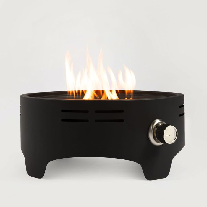 15" Outdoor Portable Propane Fire Pit, Camping Fire Pit With Cooking Support Tabletop Fire Pit With Quick Connect Regulator - Black - Image 2