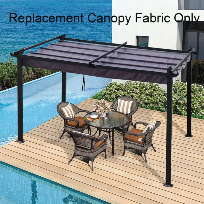 Replacement Canopy Top Cover Fabric For Outdoor Patio Retractable Pergola Sun-Shelter Canopy - Image 3