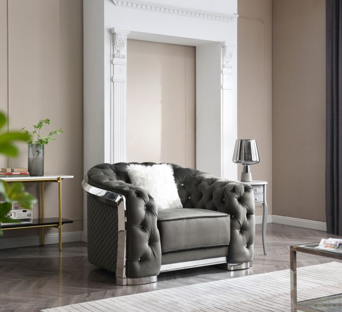 Sophisticated Accent Chair - Gray - Image 2