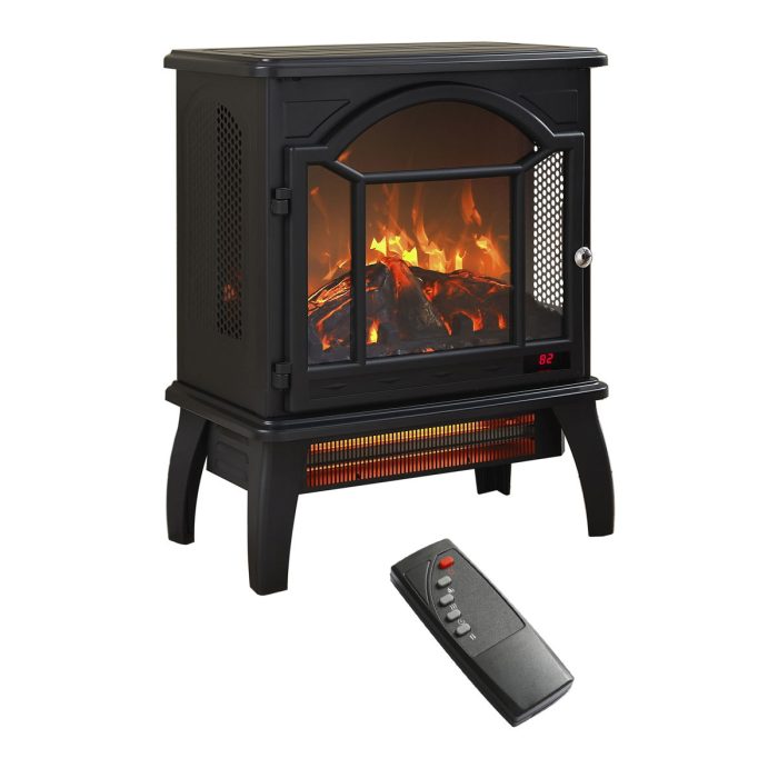 3D Flame Electric Infrared Quartz Fireplace Stove With Remote Control - Image 3