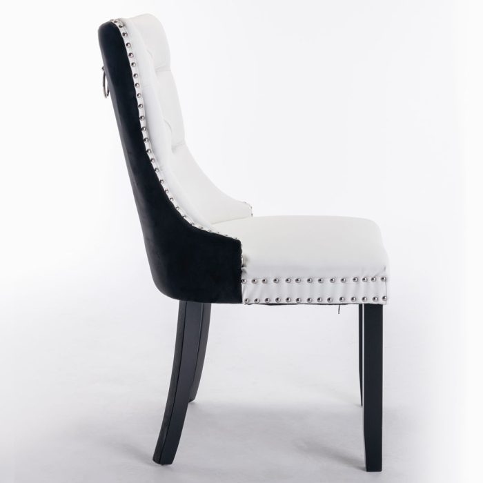 Nikki - Modern, High-End Tufted Solid Wood Contemporary PU And Velvet Upholstered Dining Chair With Wood Legs Nailhead Trim (Set of 2) - Image 18