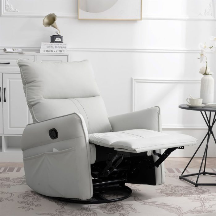360° Modern Small Rocking Swivel Recliner Chair With Side Pocket - Image 9
