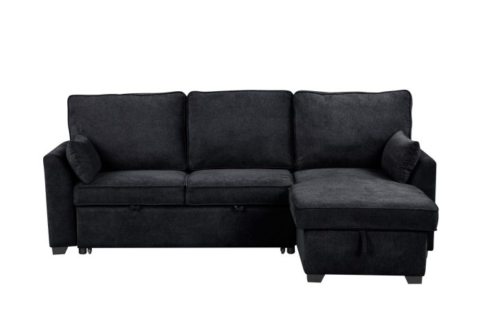 Ember - 92"W Fabric Sleeper Sectional with Reversible Storage Chaise - Image 3