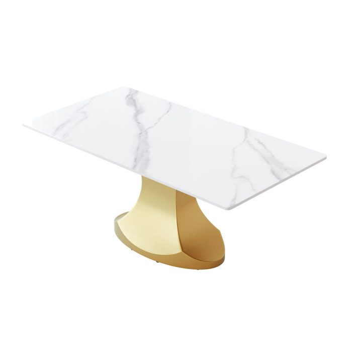 Modern Artificial Stone Panel Stainless Steel Curved Legs, Can Accommodate 6 - 8 People