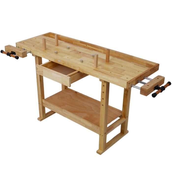 55" Wood Workbench For Garage Workshop And Home - Natural - Image 4