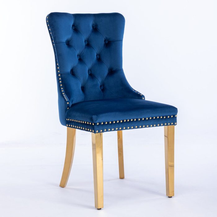 Nikki - Modern, High-End Tufted Solid Wood Contemporary Velvet Upholstered Dining Chair With Golden Stainless Steel Plating Legs, Nailhead Trim (Set of 2) - Image 21