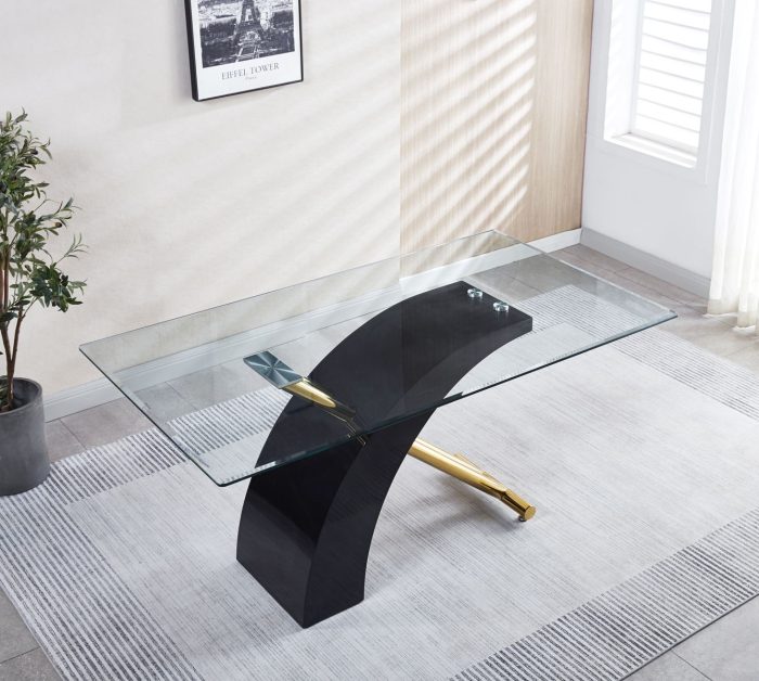 Stylish Dining Room Table, Luxury Glass Top Dining Table, Modern Design For Your House - Black - Image 3