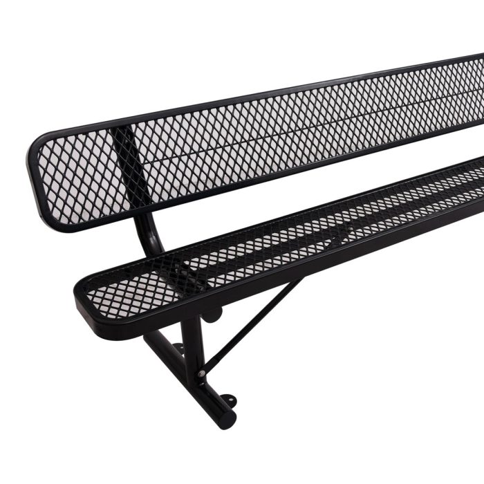 6' Outdoor Steel Bench With Backrest - Image 2