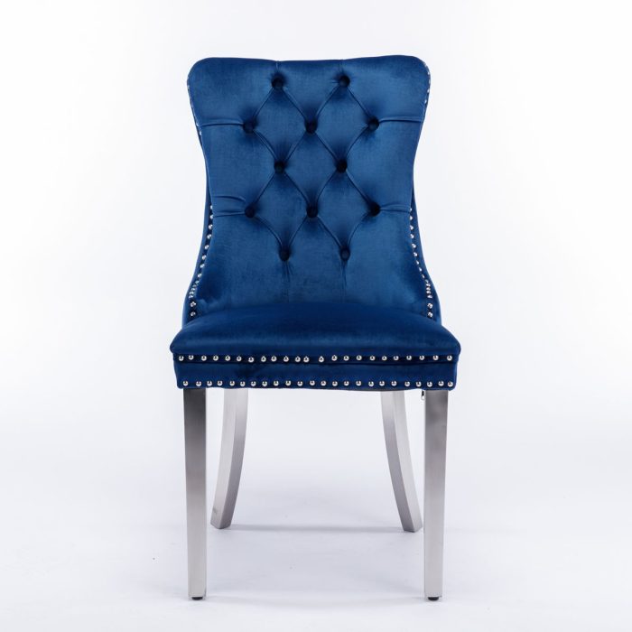Nikki - Modern, High-End Tufted Solid Wood Contemporary Velvet Upholstered Dining Chair With Chrome Stainless Steel Plating Legs, Nailhead Trim (Set of 2) - Image 11