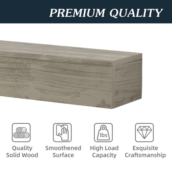 Rustic Wood Fireplace Mantel, Wall-Mounted & Floating Shelf For Home Decor - Image 3