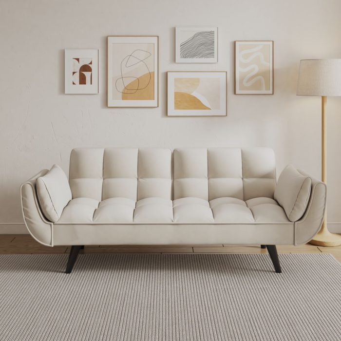 Sofa Soft Two Armrests Throw Pillow Pillow Comfortable Fit Apartment Bedroom Small Space - Image 3