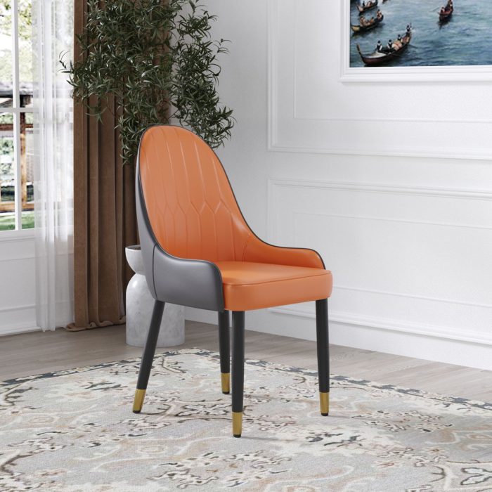 Modern PU Sponge-Filled Dining Chair, Solid Wood Metal Legs, Suitable For Restaurants, Living Rooms And Rooms (Set of 2) - Image 7