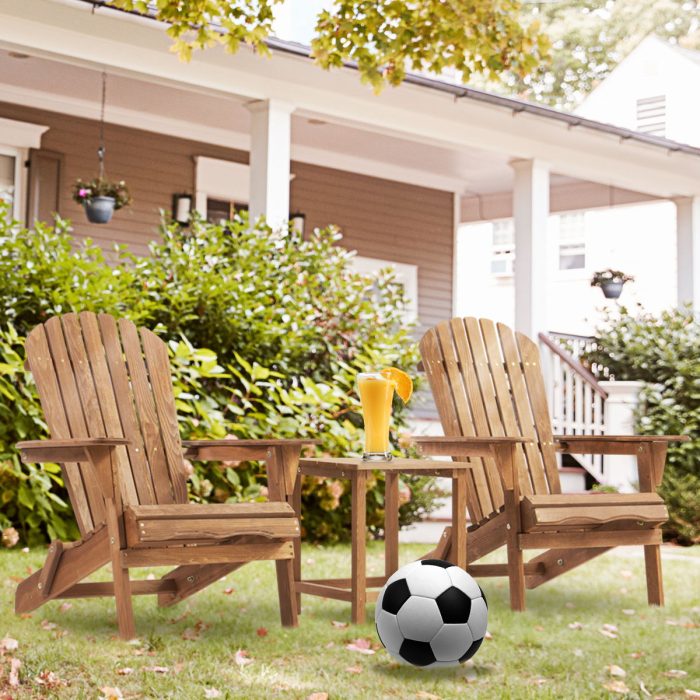 Lounge Patio Chair For Garden Outdoor Wooden Folding Adirondack Chair (Set of 2) Solid Cedar Wood Lounge Patio Chair For Garden - Image 3