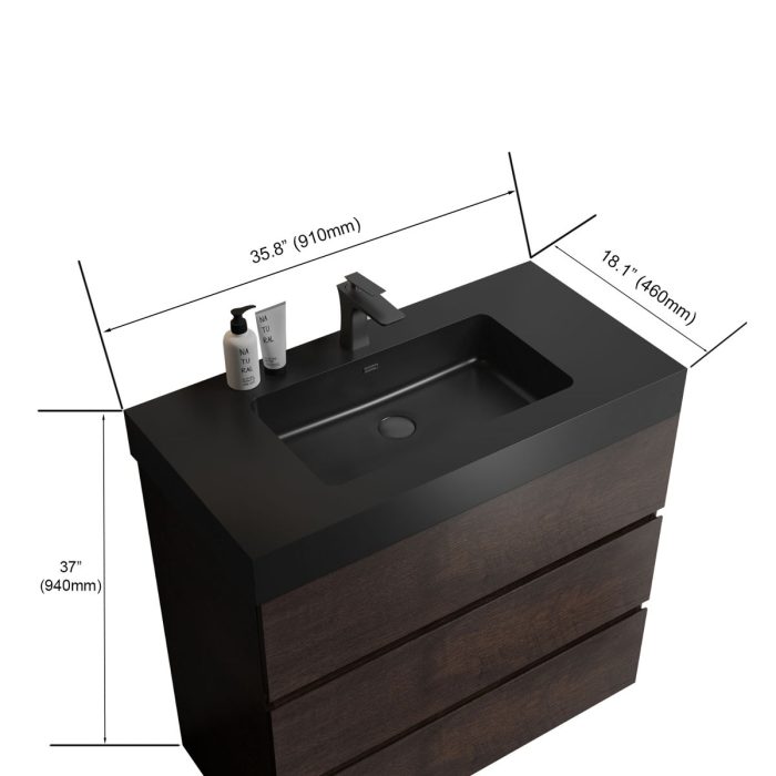 Alice - Bathroom Vanity With Large Storage Freestanding Bathroom Vanity, Sink For Modern Bathroom, One-Piece Sink Basin Without Drain And Faucet - Image 16