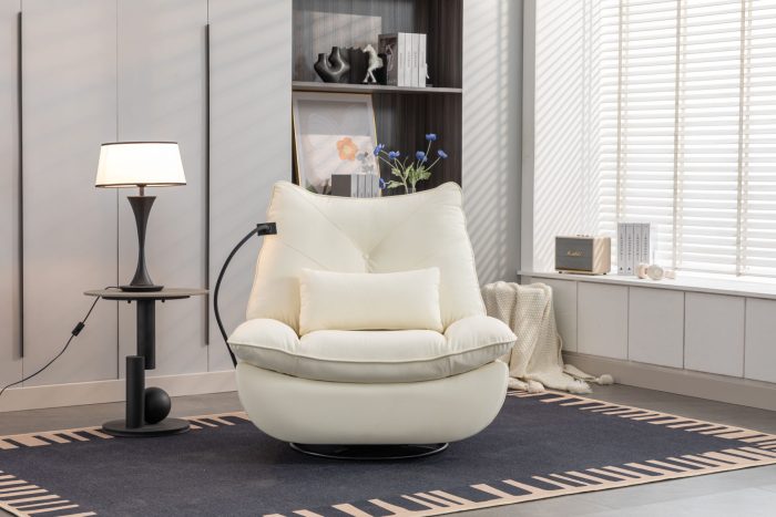 270 Swivel Glider Recliner Chair, Power Recliner Rocking Chair, USB Port Charge For Nursery Chair With Atmosphere Lamp For Living Room Bedroom Apartment - Image 8