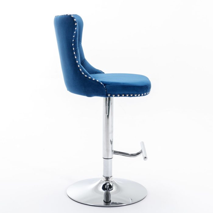 Swivel Velvet Barstools Adjusatble Seat Height From 25-33", Modern Upholstered Chrome Base Bar Stools With Backs Comfortable Tufted For Home Pub And Kitchen Island (Set of 2) - Image 6