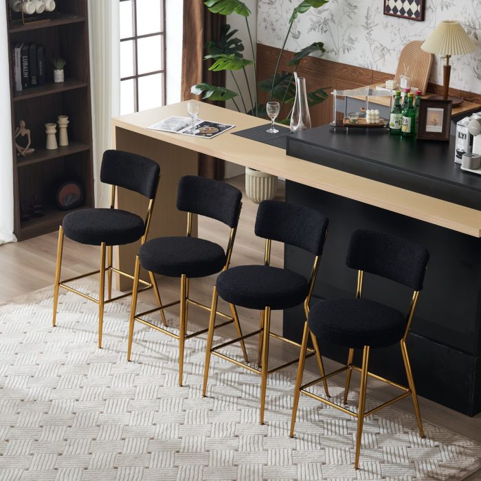 Modern Teddy Fabric Upholstered Bar Stools - Image 6