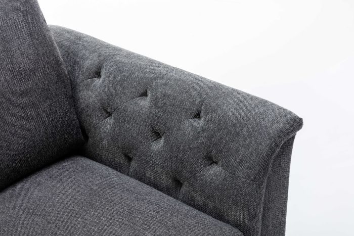 Stanton - Linen Chair With Tufted Arms - Dark Gray - Image 4