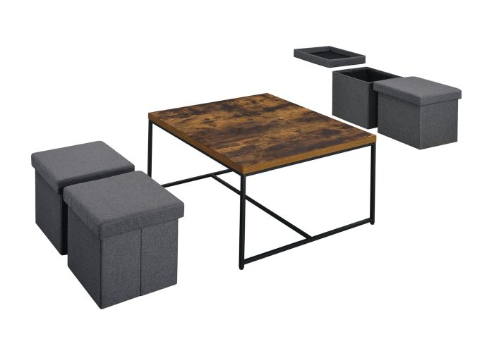 Caitlin - Wood Grain 5 Piece Coffee Table (Set of 5) - Image 5