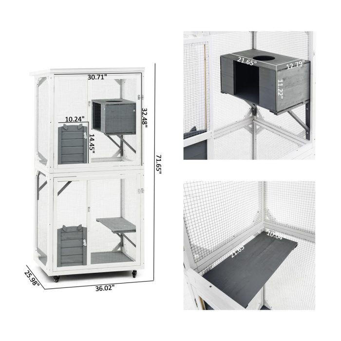 Xpt016 Outdoor Indoor Cat Pet Climbing Rack Play Cage Lovely Big Space - White - Image 3