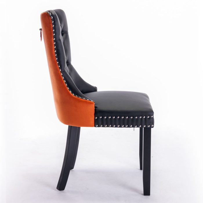Nikki - Modern, High-End Tufted Solid Wood Contemporary PU And Velvet Upholstered Dining Chair With Wood Legs Nailhead Trim (Set of 2) - Image 2