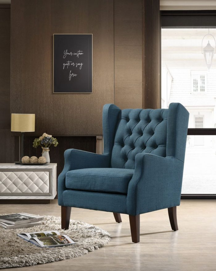 Irwin - Linen Button Tufted Wingback Chair - Image 2