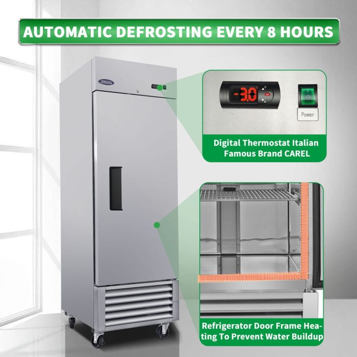 Commercial Freezer 23 Cu.Ft With 1 Solid Door Reach-In Freezers Stainless Steel Etl Approved Upright Freeze Storage - Silver - Image 2