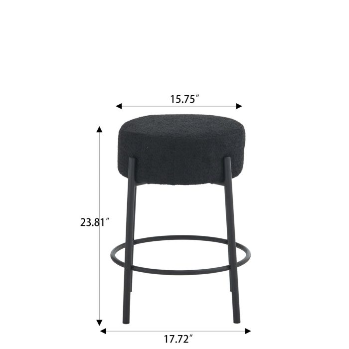 Round Bar Stools (Set of 2), Contemporary Upholstered Dining Stools For Kitchens, Coffee Shops And Bar Stores - Image 4
