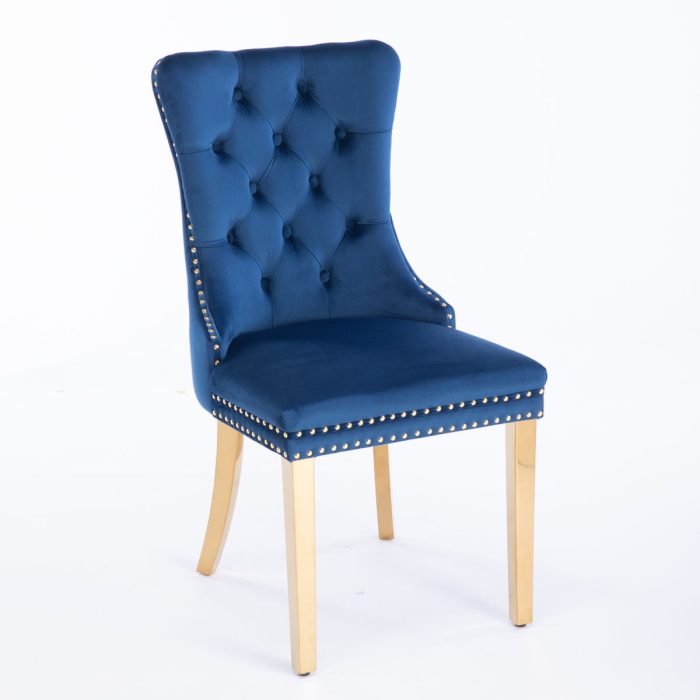 Nikki - Modern, High-End Tufted Solid Wood Contemporary Velvet Upholstered Dining Chair With Golden Stainless Steel Plating Legs, Nailhead Trim (Set of 2) - Image 10