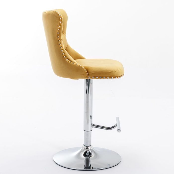 Swivel Velvet Barstools Adjusatble Seat Height From 25-33", Modern Upholstered Chrome Base Bar Stools With Backs Comfortable Tufted For Home Pub And Kitchen Island (Set of 2) - Image 8