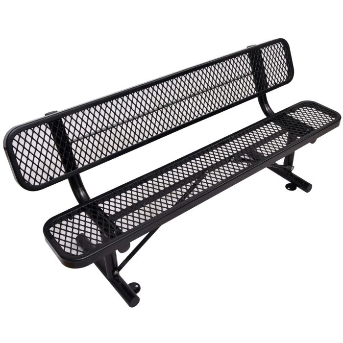 6' Outdoor Steel Bench With Backrest - Image 5