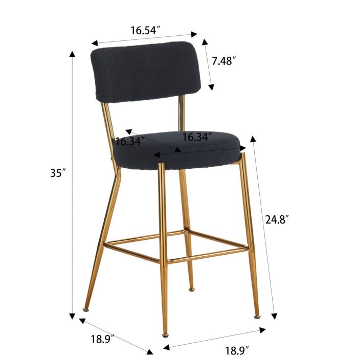 Modern Teddy Fabric Upholstered Bar Stools - Image 2