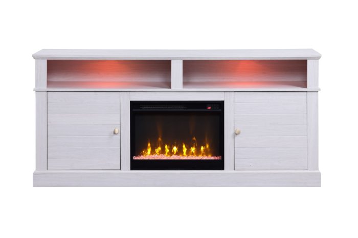 Lucifer - TV Stand Console With Fireplace - White Walnut - Image 4