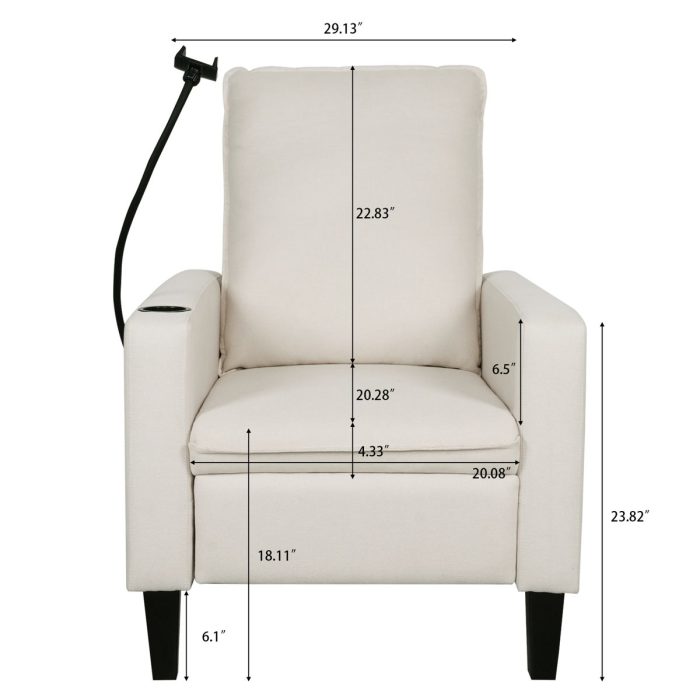 Recliner Chairs For Adults, Adjustable Recliner Sofa With Mobile Phone Holder & Cup Holder, Modern Reclining Chairs Fabric Push Back Recliner Chairs For Living Room, Bedroom - Image 7
