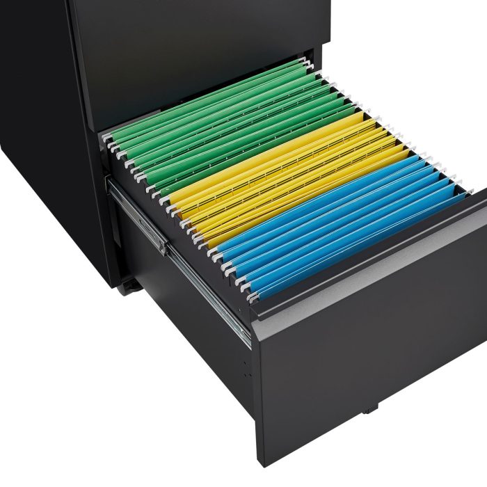2 Drawer File Cabinet With Lock, Metal Under Desk Rolling Filing Cabinet Fits Letter / Legal / A4 Size For Home Office, Mobile Filing Cabinet - Image 4