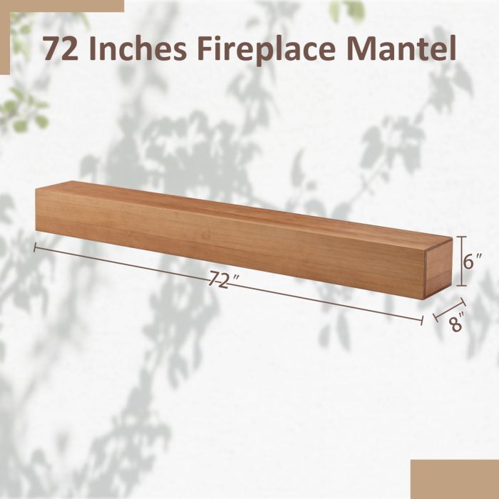 Fireplace Mantel Wooden Wall Mounted Floating Shelf 8" Deep Solid Pine Wood - Image 4