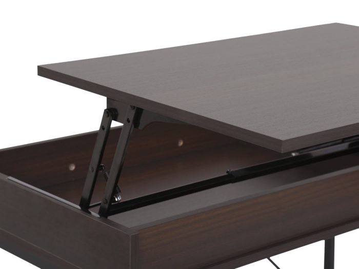 Juno - Wood Lift Top Desk With Hidden Storage And Drawer - Dark Brown - Image 4